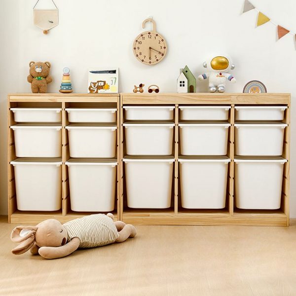 "Natural Finish Simplistic Lumber Standard Children's Bookshelf, Vertical, Open Back, Standalone, Scratch-repellent"