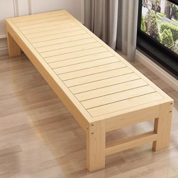 "Warm Wood Color Simplistic Pine Wood Standard Kids Bed with Coir Mattress for Gender Neutral"
