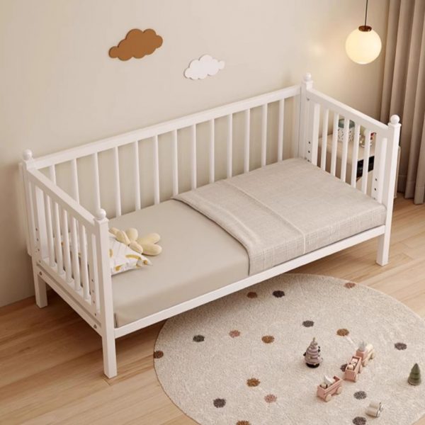"Simplistic Iron Standard Kids Bed with Headboard, Footboard, Coir Mattress & Guardrail"