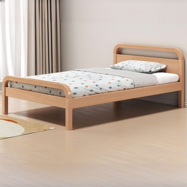 "Simplistic Lumber Standard Kids Bed with Headboard for Gender Neutral Use"