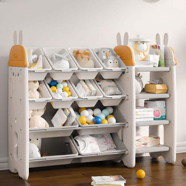 "Chalk Simplistic Polymer Standard Children's Bookshelf with Animals Theme, Adaptable Horizontal/Vertical Orientation, Closed Back, Standalone Installation"