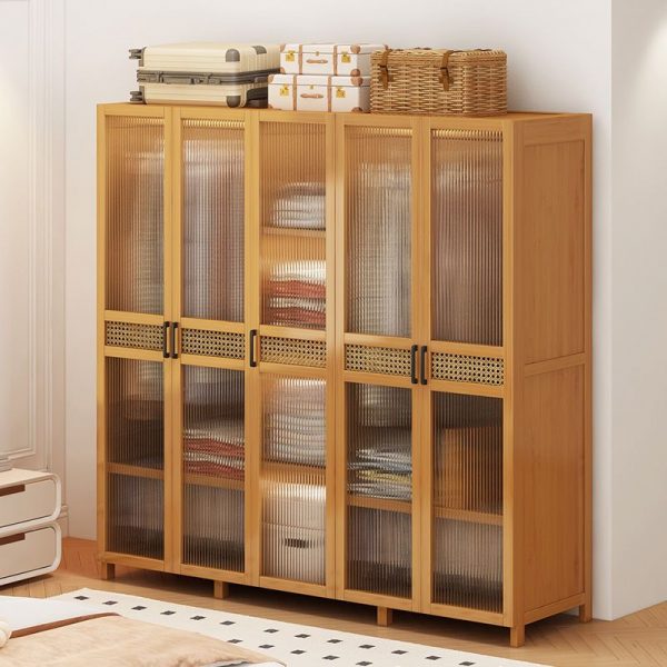 "Kids Wardrobe Made of Lumber with Shelf and Clothing Rod"