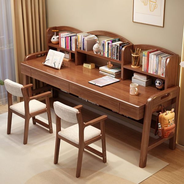 "Rose/Cerulean/Dove Grey Wood Adaptable Height Kids Computer Desk with Storage, Shelf, Drawer"