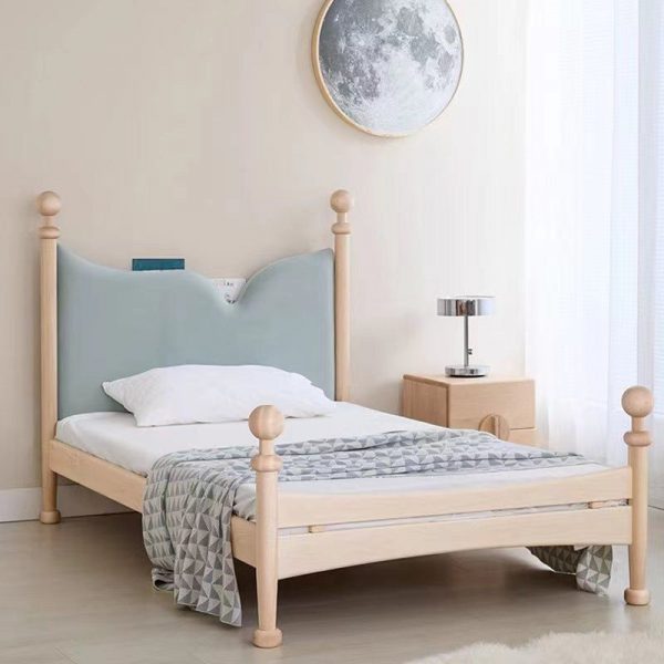 "Contemporary Timber Standard Kids Bed with Headboard & Guardrail for Gender Neutral"