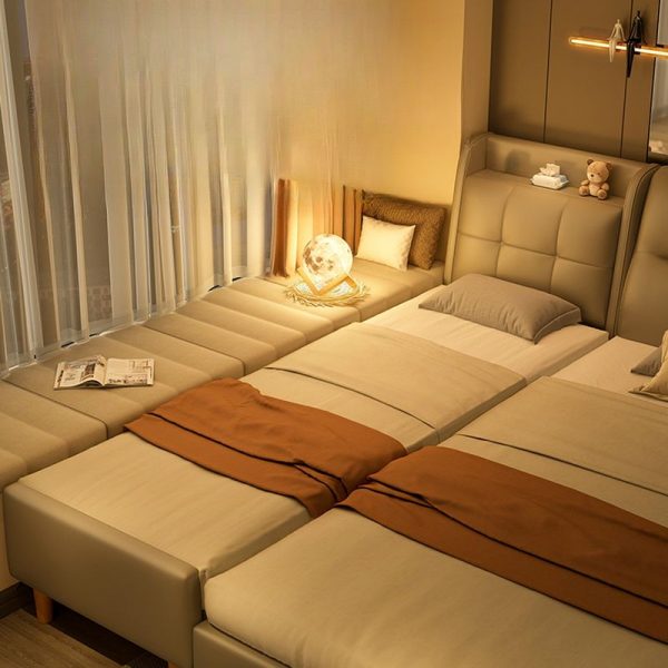 "Simplistic Platform Standard Kids Bed in Natural Wood with Panel Headboard, Sponge and Coir Filling"