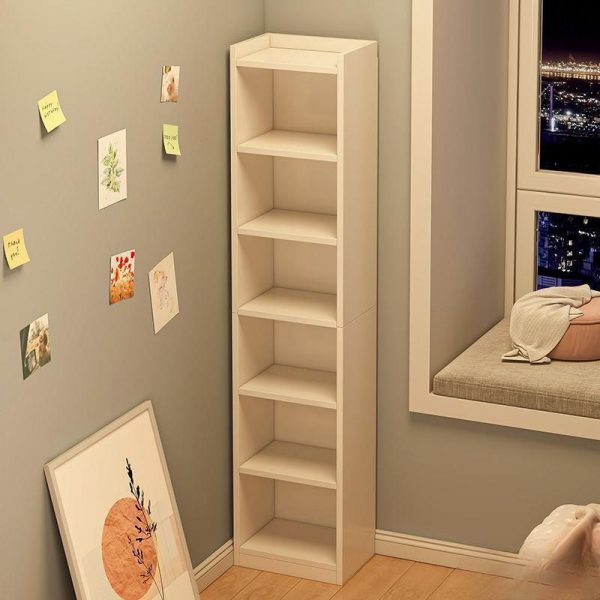 "Simplistic Wood Vertical Standard Children's Bookshelf with 5/6/7 Shelves, Closed Back, Standalone"