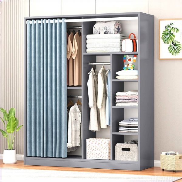 "Functional Kids Wardrobe with Lumber Build, Shelf, Clothing Rod, and Door"