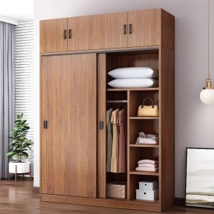 "Functional Kids Wardrobe with Lumber Material, Shelf, Clothing Rod, and Door"