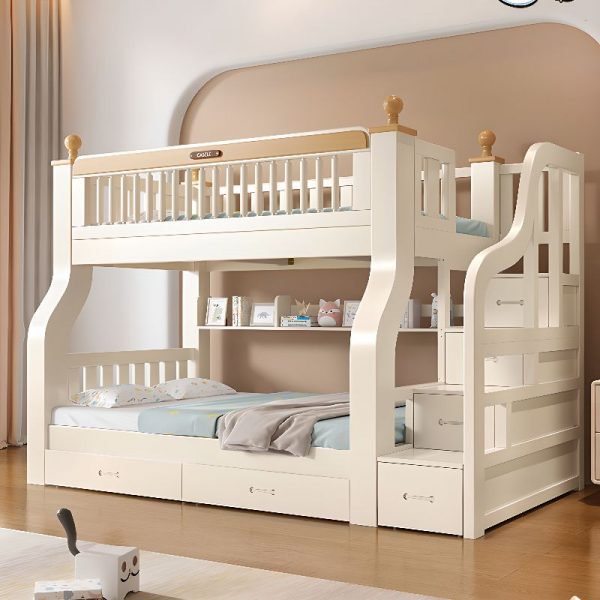 "6 Drawers/2 Drawers Panel Kids Bunk Bed Surrounding Standard Bunk Multiple Mattress Sizes with Underbed Storage, Credenza"