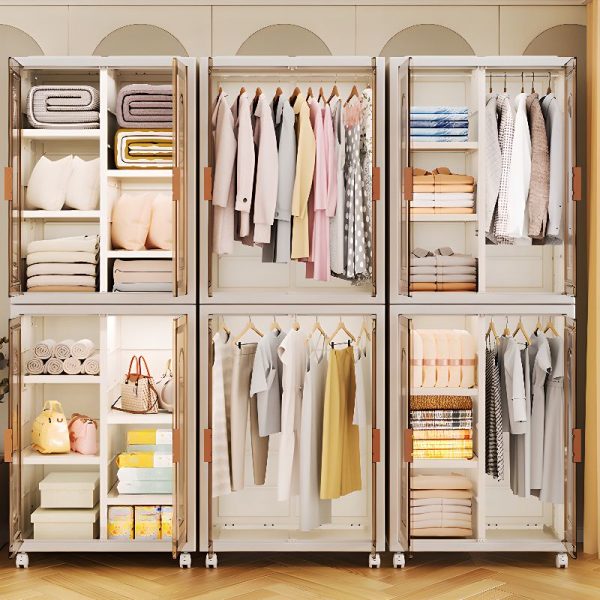 "Polymer Compound Kids Wardrobe with Clothing Rod and 2 Doors"