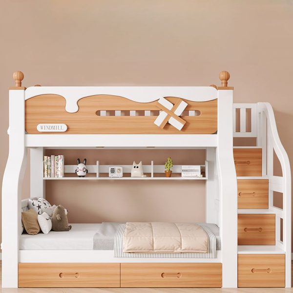 "Bunk Children's Bed Container 6 Drawers Headboard Footboard Stairs Multiple Mattress Sizes Nordic"